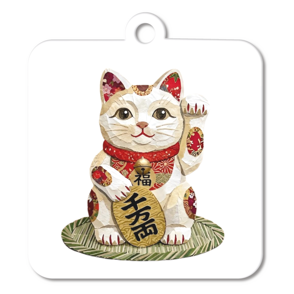 ちぎり絵風に描いた まねきねこ