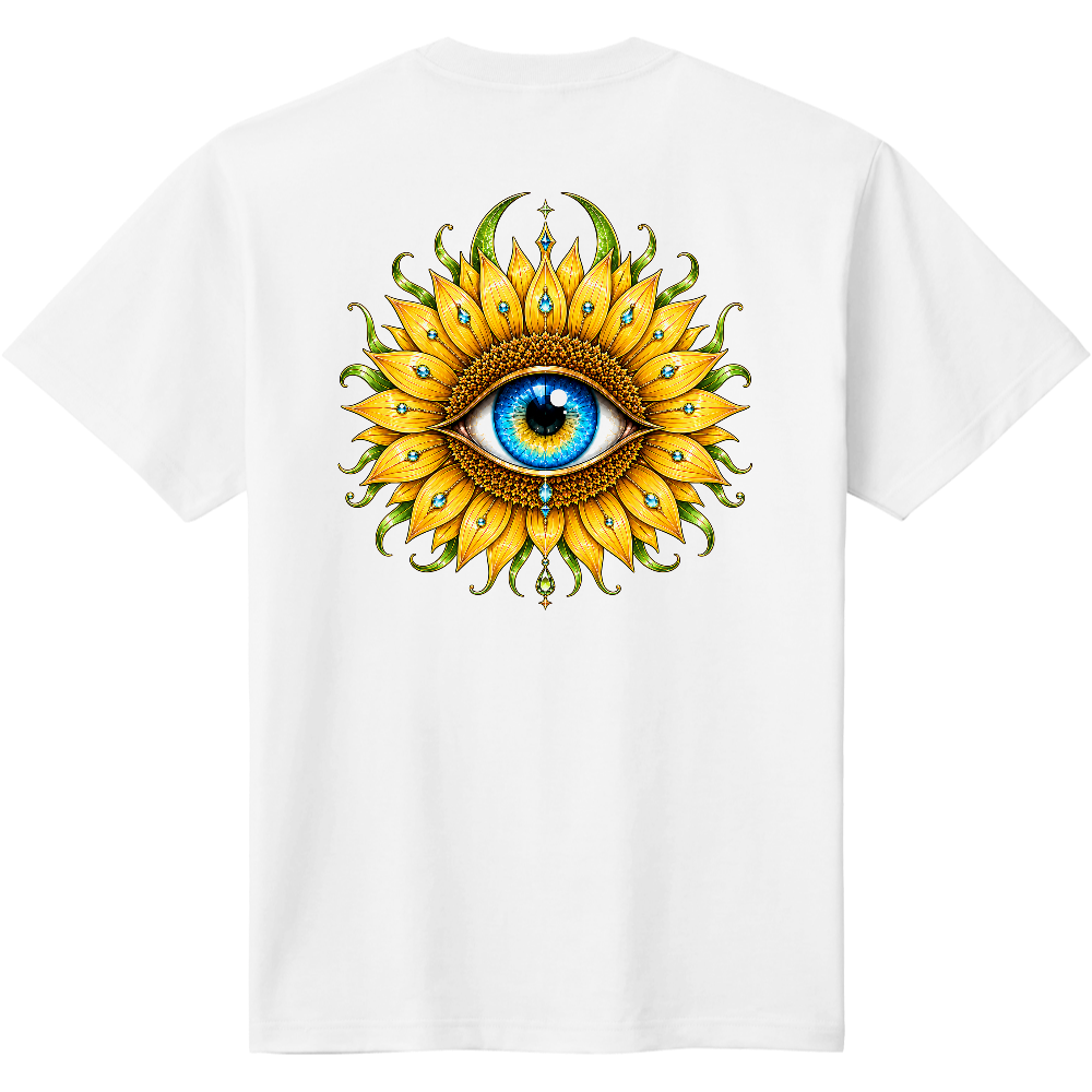 向日葵ミスティックアイTシャツ｜神秘の瞳と夏花デザイン
