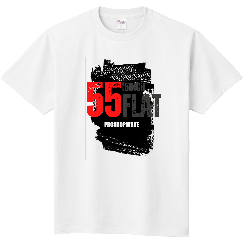 １５インチ55扁平をデザインした白Tシャツ