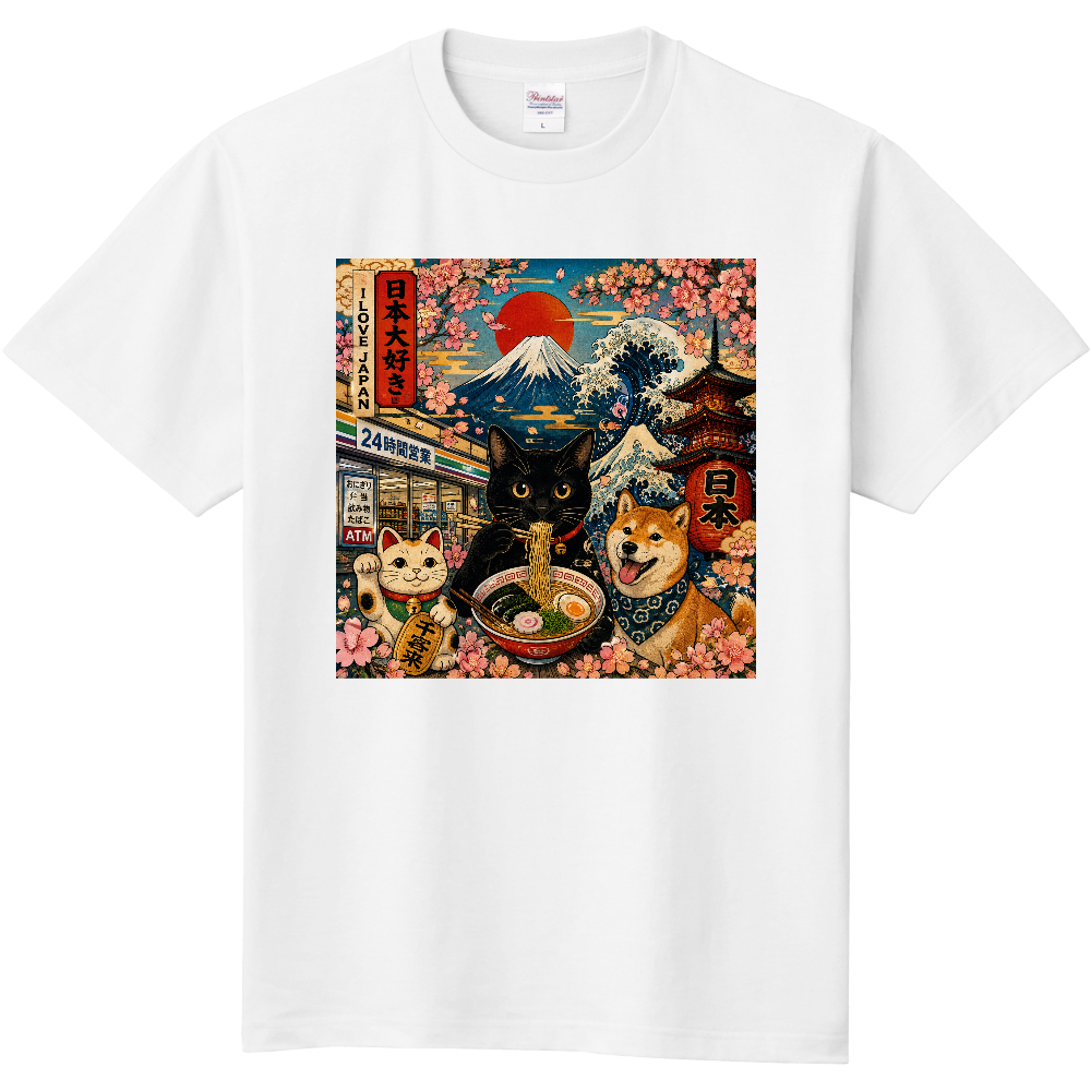 日本大好き 富士山黒猫柴犬招き猫コンビニ桜ラーメン浮世絵てんこ盛り