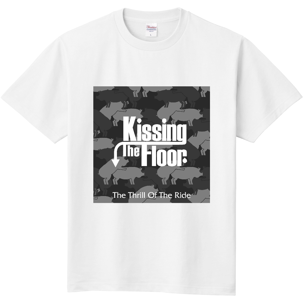 Kissing The Floor The Thrill Of The Ride Font Big Logo Back White T-shirt