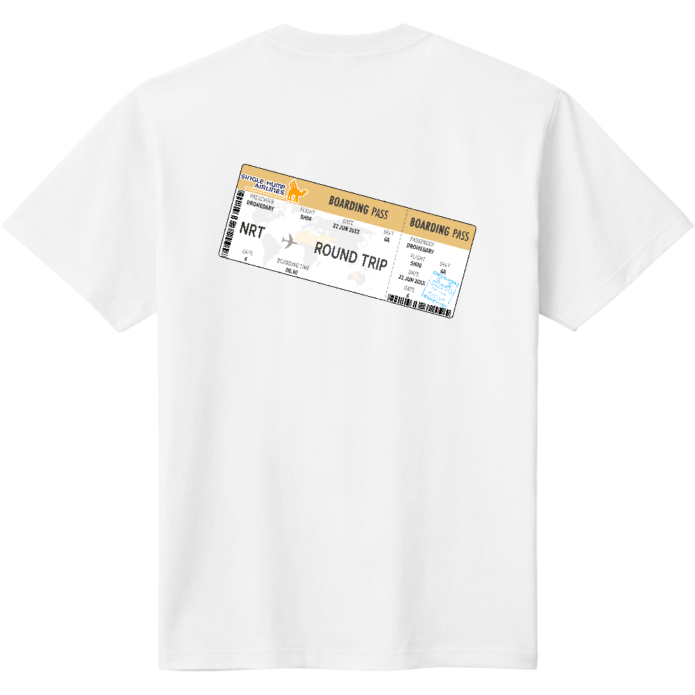 エアチケットＴシャツ＜出国スタンプ付き・15度・背面＞