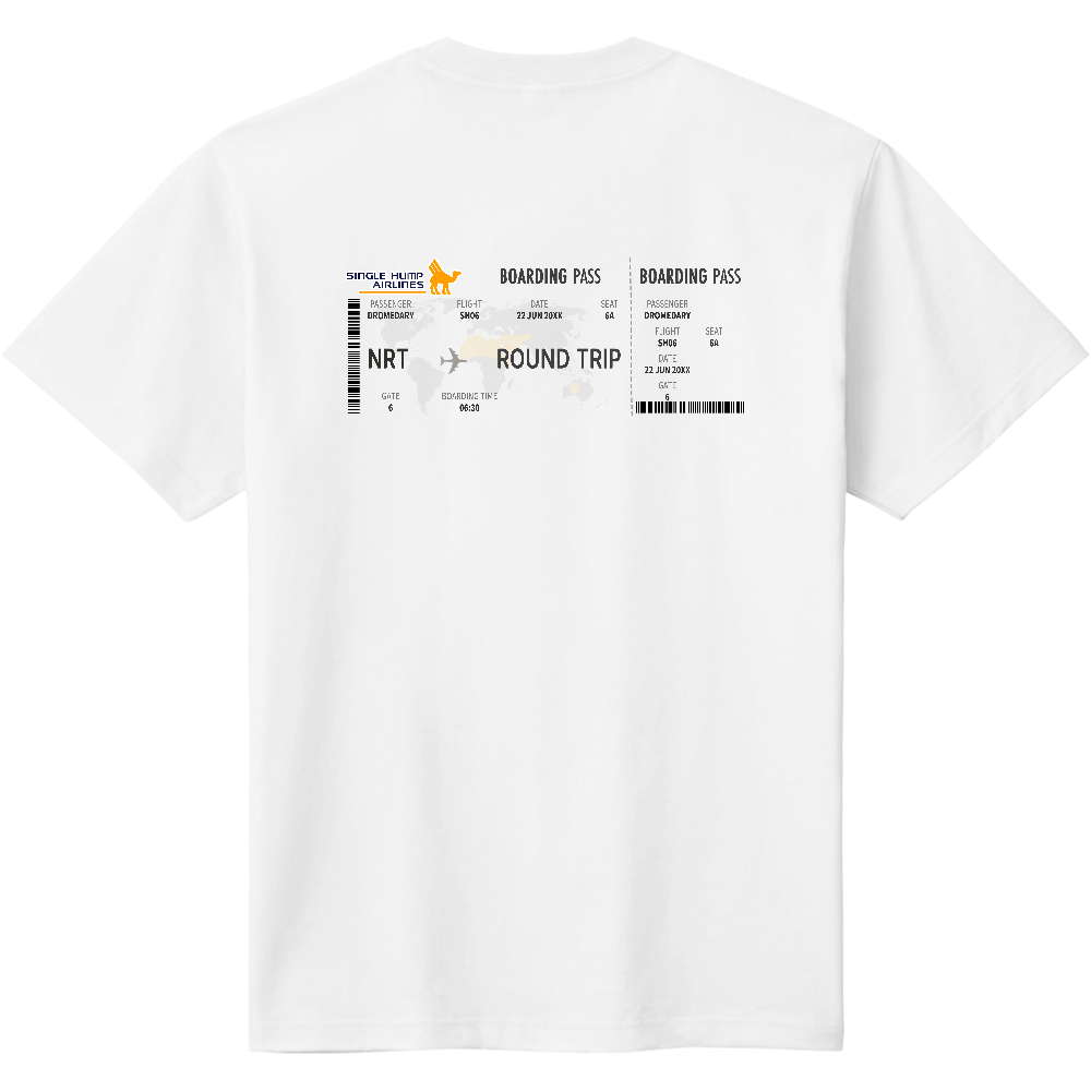 エアチケットＴシャツ＜枠無し・水平・背面＞