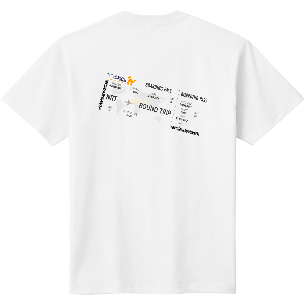 エアチケットＴシャツ＜枠無し・15度・背面＞