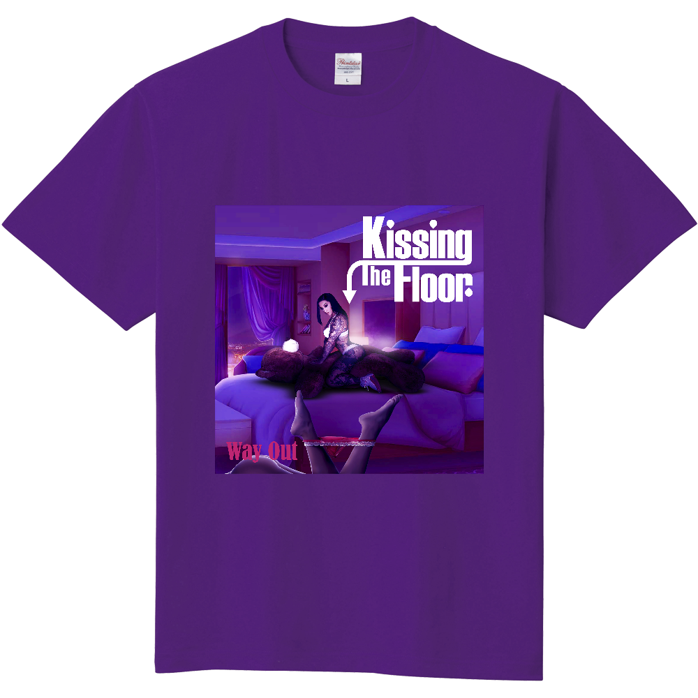 Kissing The Floor Way Out Front White Large Logo Back T-Shirt