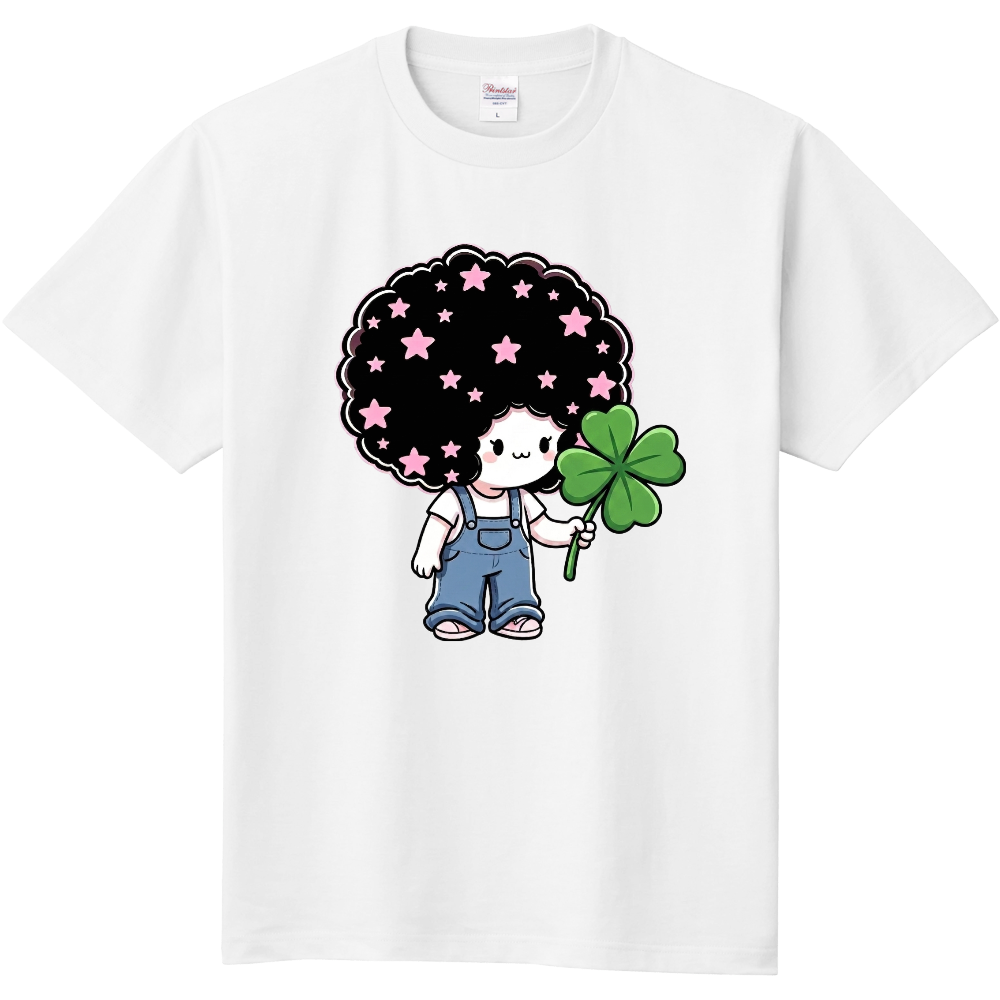 クローバーと女の子(アフロ)