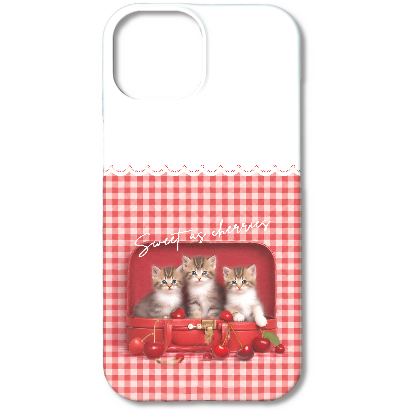子猫とさくらんぼ♡iPhone15 スマホケース