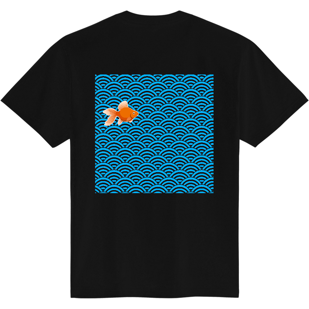 金魚 Tシャツ<青海波透過・背面>