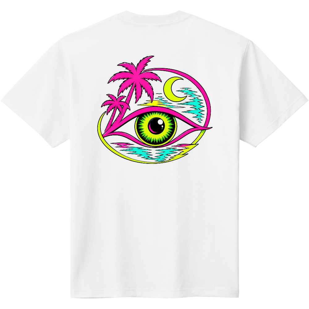 ネオンオーシャンアイ Tシャツ|サーフ・ヤシの木・ムーンデザイン