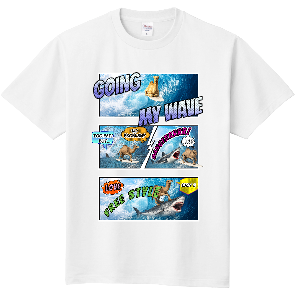 サーフィンＴシャツ＜アメコミ風・前面＞