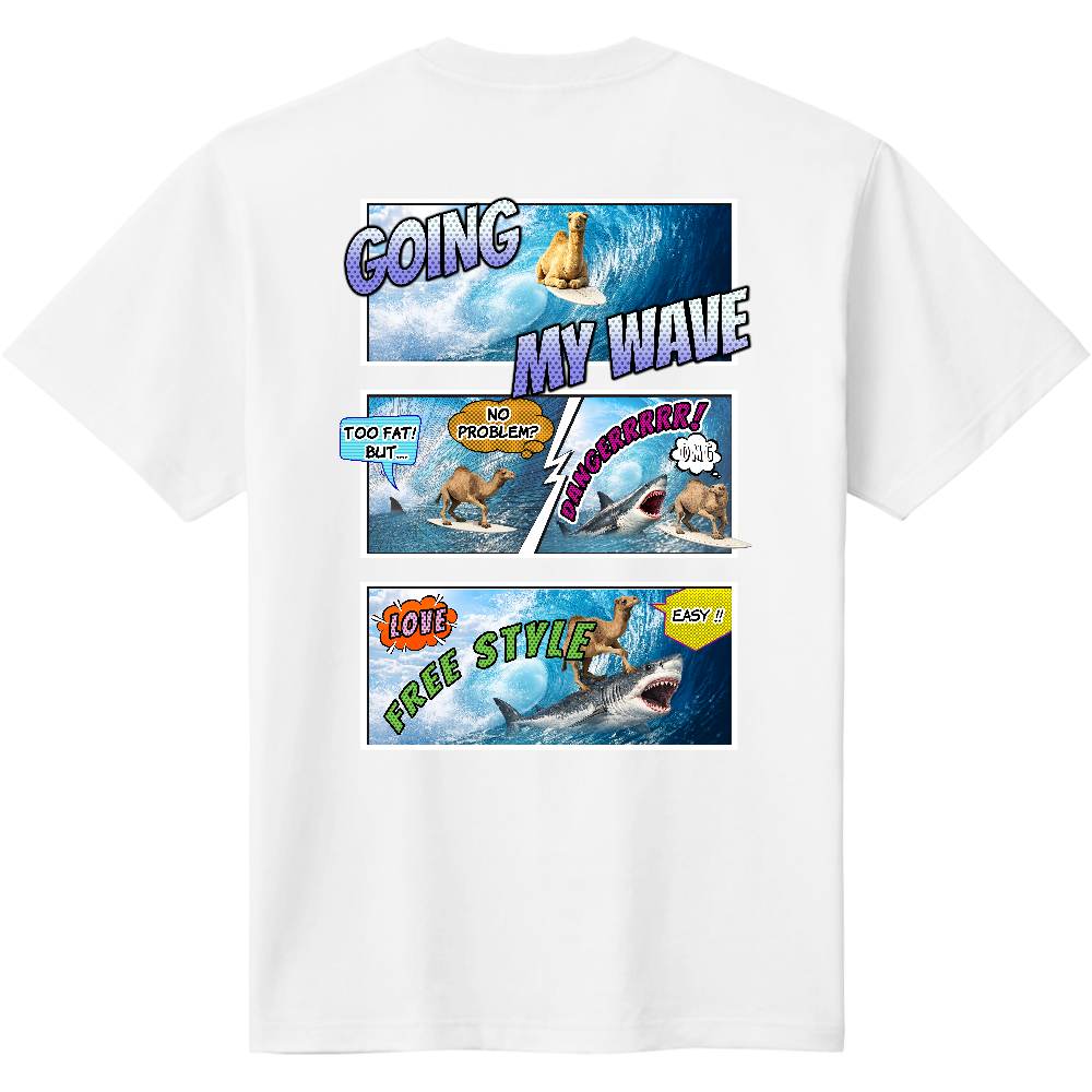  サーフィンＴシャツ＜アメコミ風・背面＞