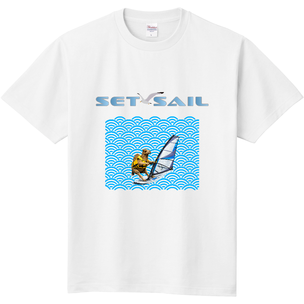 ウィンドサーフィンTシャツ<青海波・前面>
