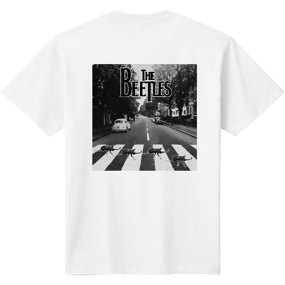 ビートルズ風カブトムシTシャツ<モノクロ・背面>