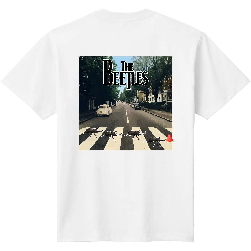 ビートルズ風カブトムシTシャツ<スイカ・背面>