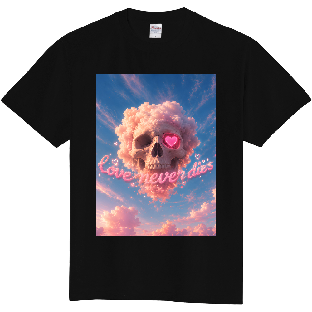 「Pink Cloud Skull - LOVE NEVER DIES」
