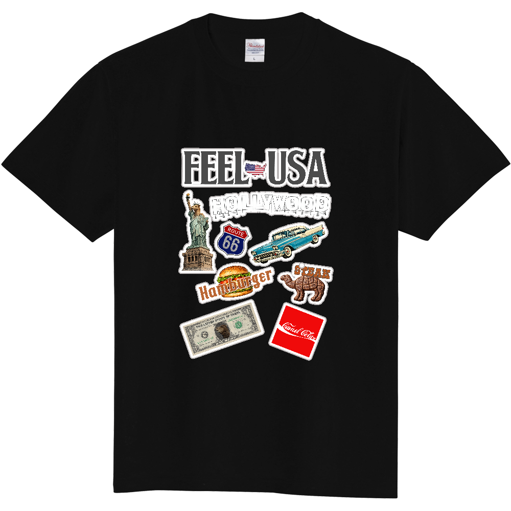 アメリカTシャツ<黒T用ステッカー風・前面>