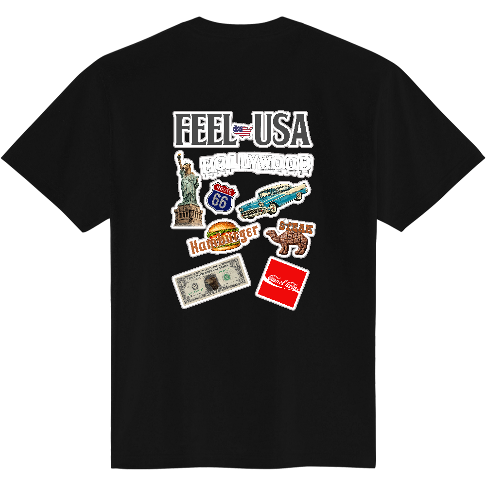 アメリカTシャツ<黒T用ステッカー風・背面>