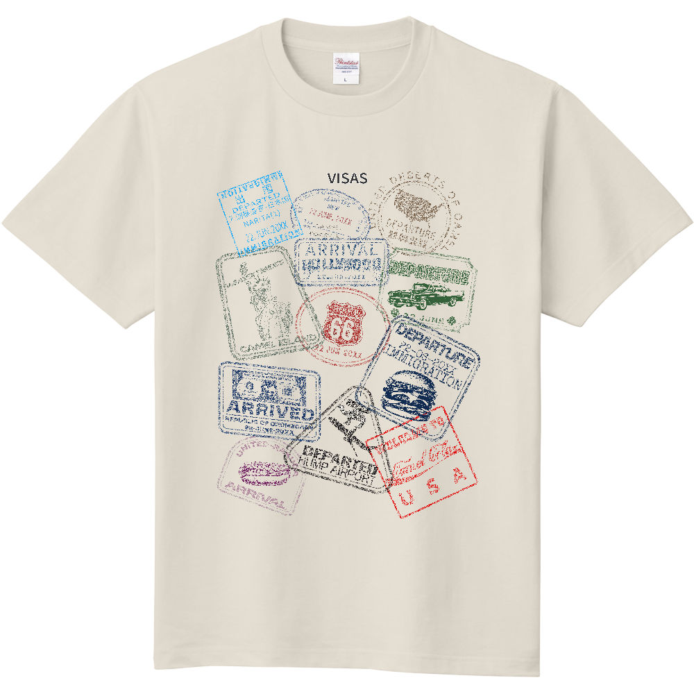 アメリカTシャツ<ビザスタンプ風・前面>