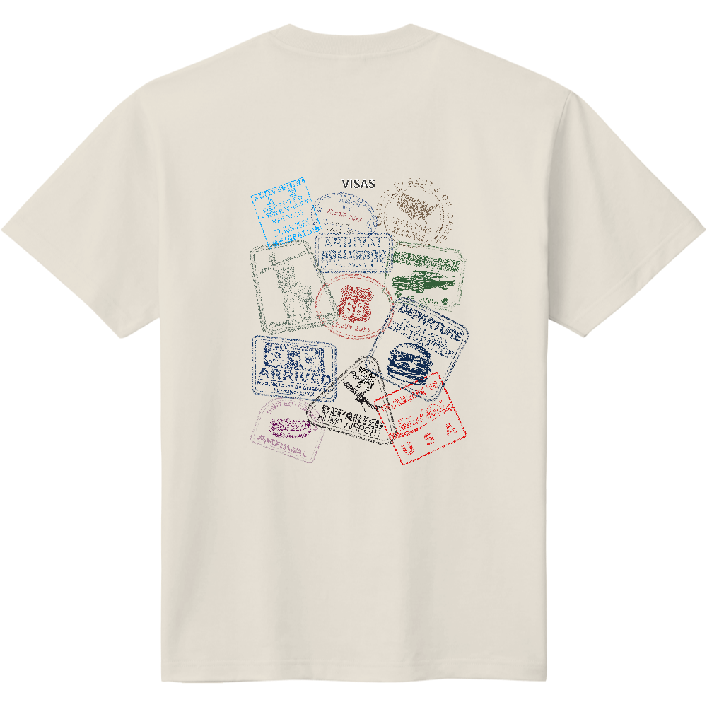 アメリカTシャツ<ビザスタンプ風・背面>