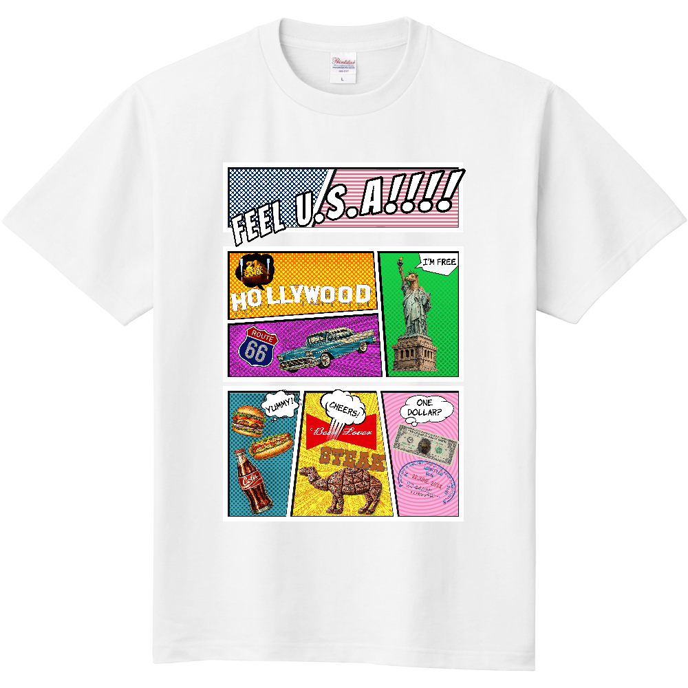 アメリカTシャツ<アメコミ風・前面>