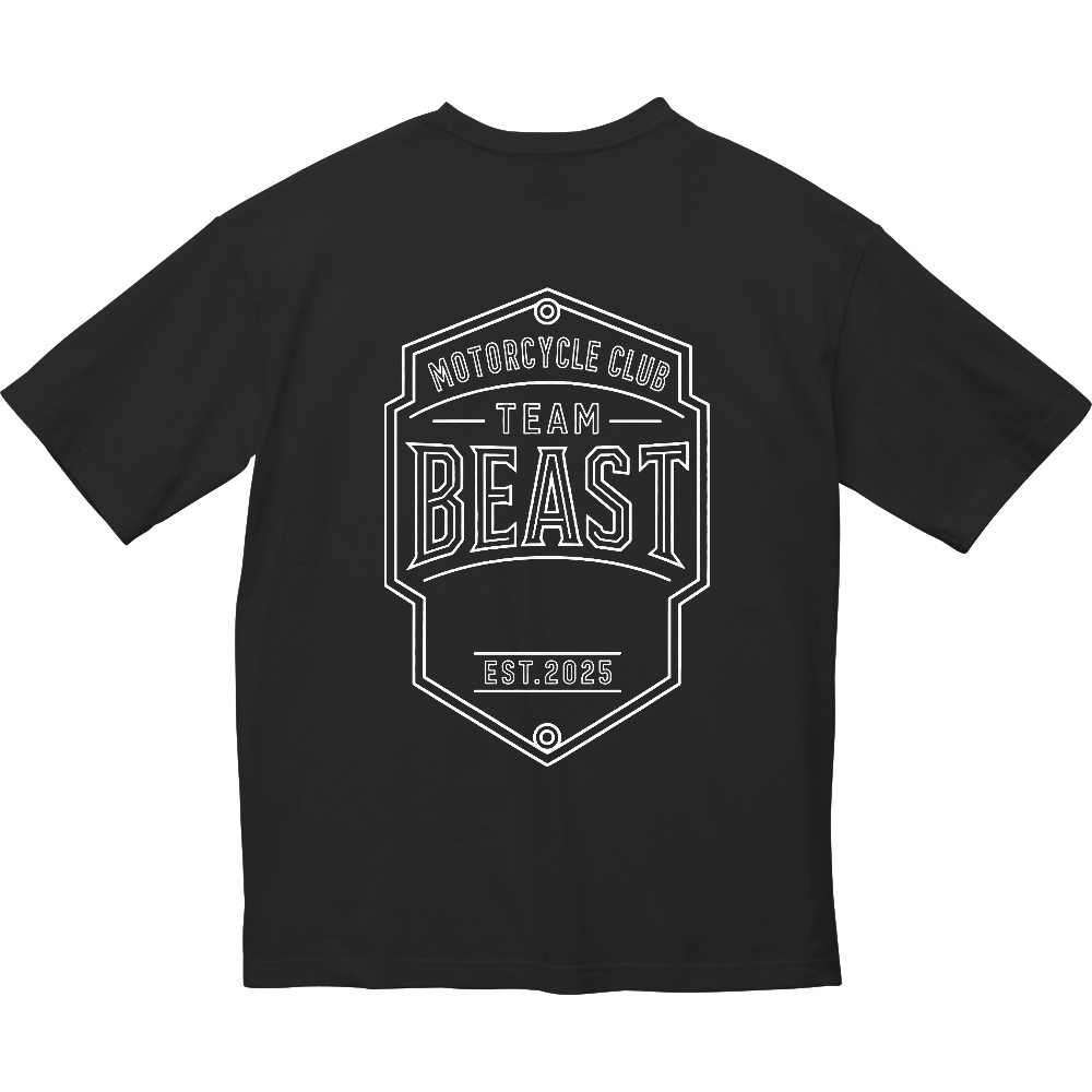 TEAM BEAST シンプル盾ロゴバックのみ　黒専用 5.6オンス ビッグシルエット Ｔシャツ