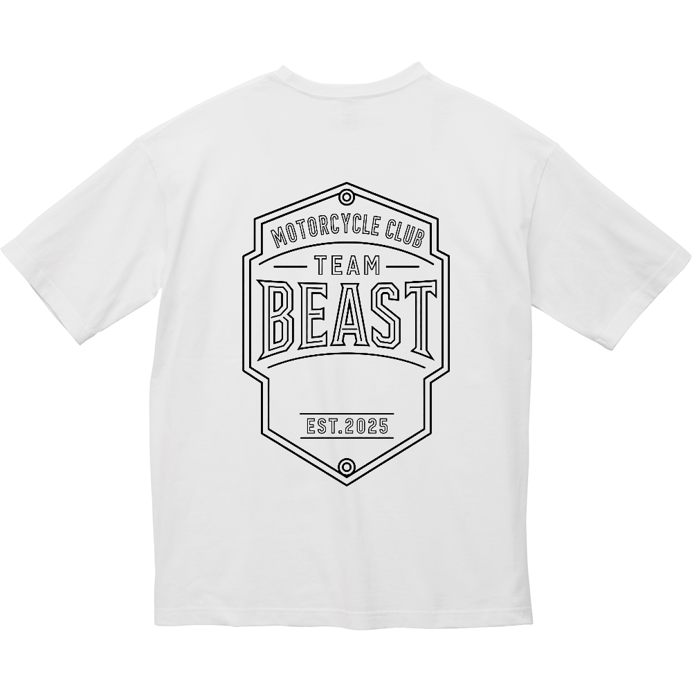 TEAM BEAST ｼﾝﾌﾟﾙ盾ﾛｺﾞﾊﾞｯｸのみ 5.6オンス ビッグシルエット Ｔシャツ