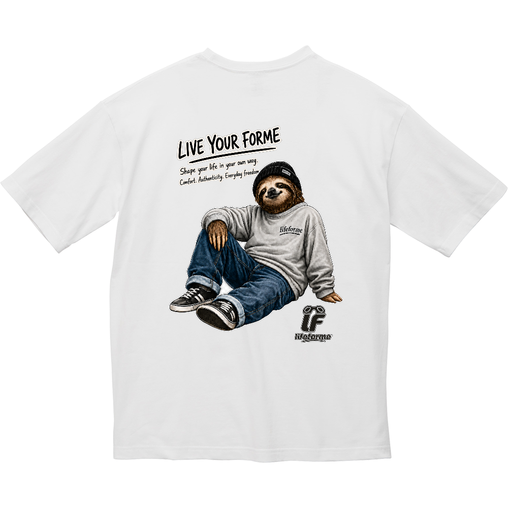 LifeFormeナマケモノバック 5.6オンス ビッグシルエット　Tシャツ