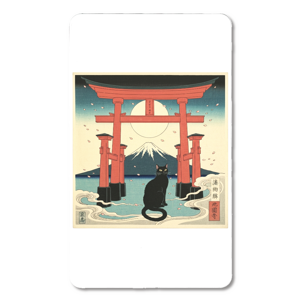 黒猫富士山鳥居日　浮世絵　急速充電モバイルバッテリー5000mAh