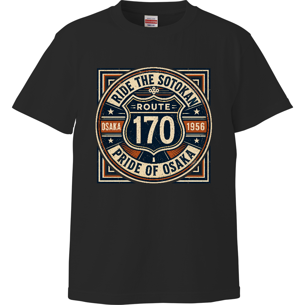 RIDE THE SOTOKAN|大阪 外環状線(国道170号)ヴィンテージロードサイン風 Tシャツ