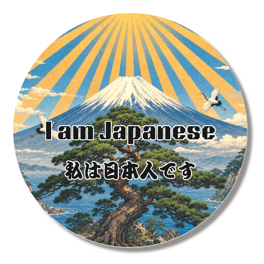 【安全ピン型】日本人バッジ/松(文字あり・44mm)