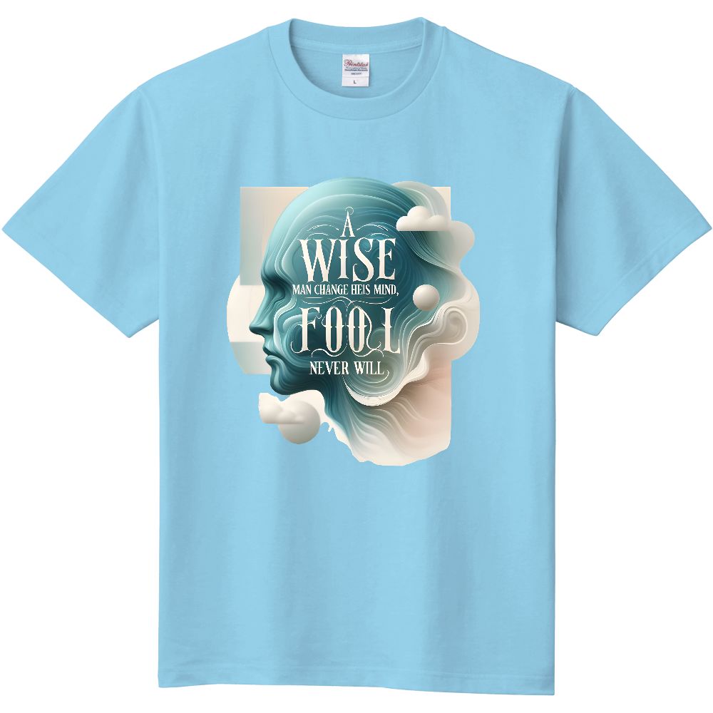 【A WISE MAN 名言と波のシルエットグラフィックTシャツ】