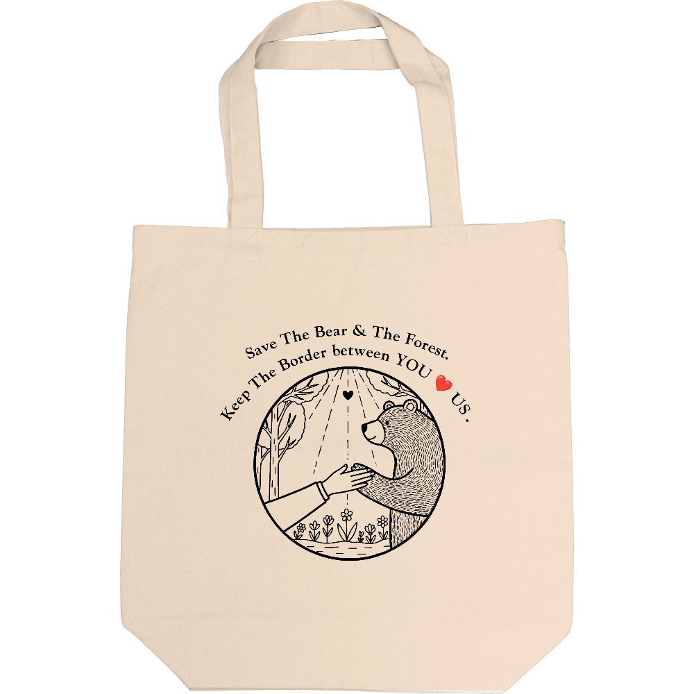 Save The Bear & The Forest. コットンキャンバストートバッグ A4 帆布 手提げ トートバッグ くま クマ 熊 保護活動