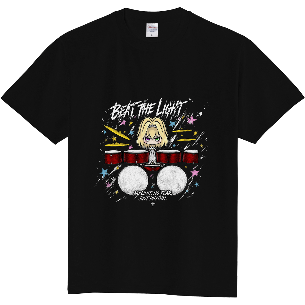 NANA BEAT THE LIGHT - JUST RHYTHM. ドラムガールTシャツ