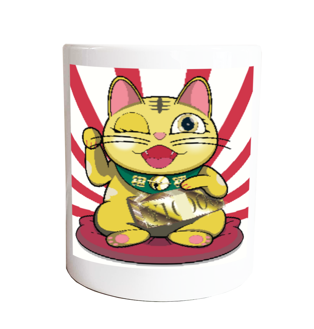 【商売繁盛・金運ハック】10,000円札束ホールド招き猫 - GOLD Edition - マグカップ