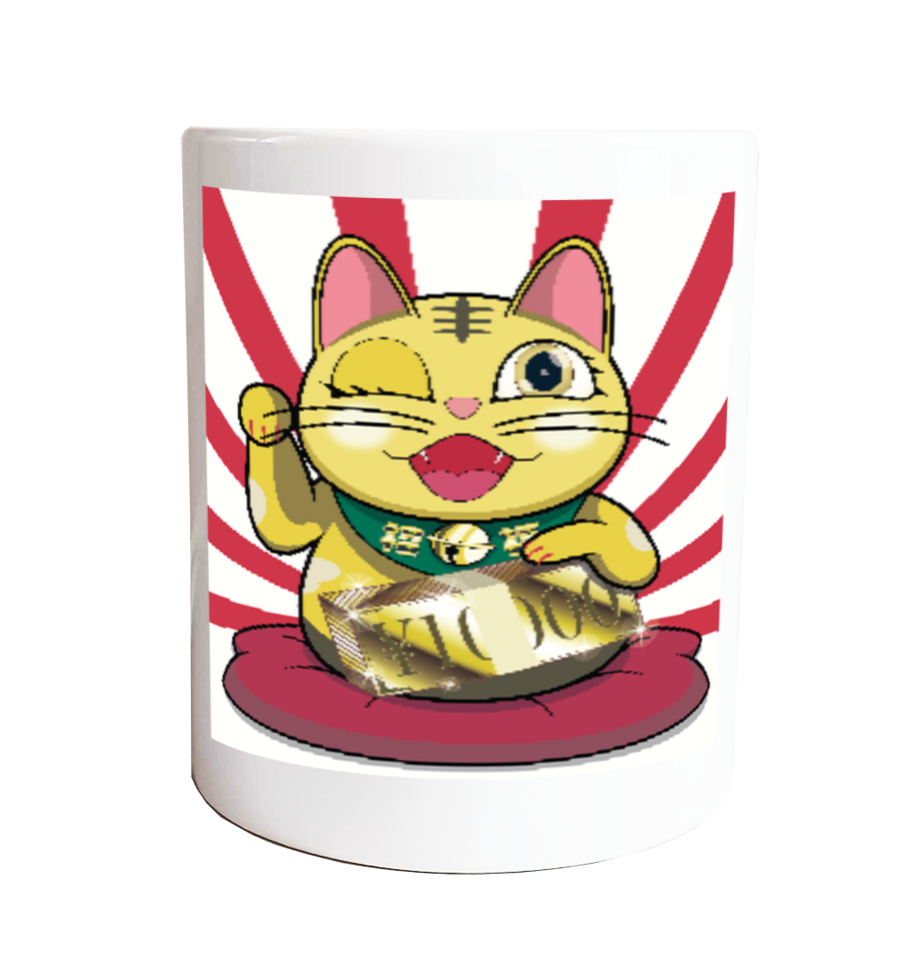 【商売繁盛・金運ハック】10,000円札束ホールド招き猫B - GOLD Edition - マグカップ