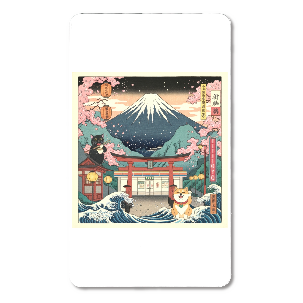 日本趣味　黒猫コンビニ富士山柴犬　浮世絵　急速充電モバイルバッテリー5000mAh