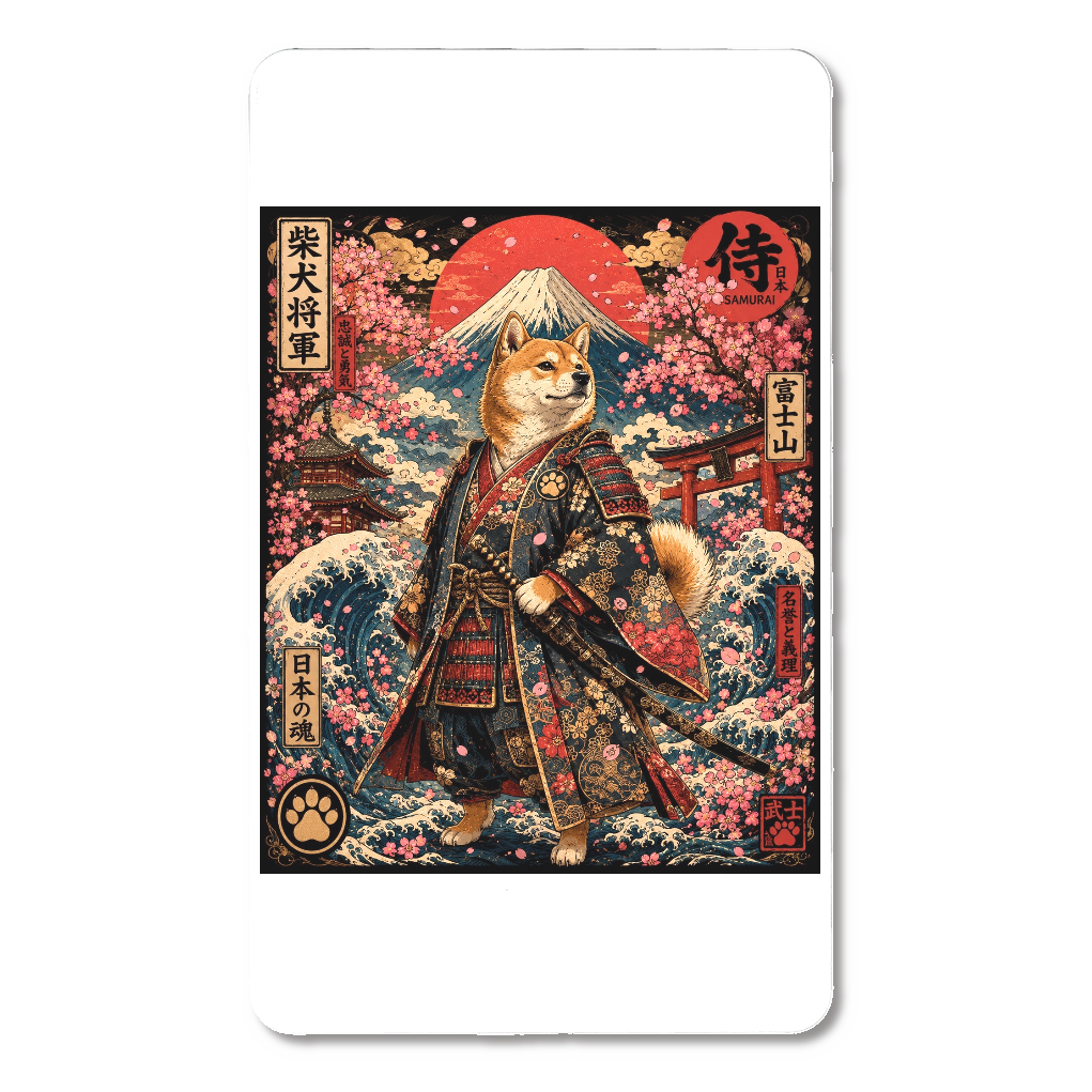 柴犬将軍富士山桜　浮世絵　	急速充電モバイルバッテリー5000mAh