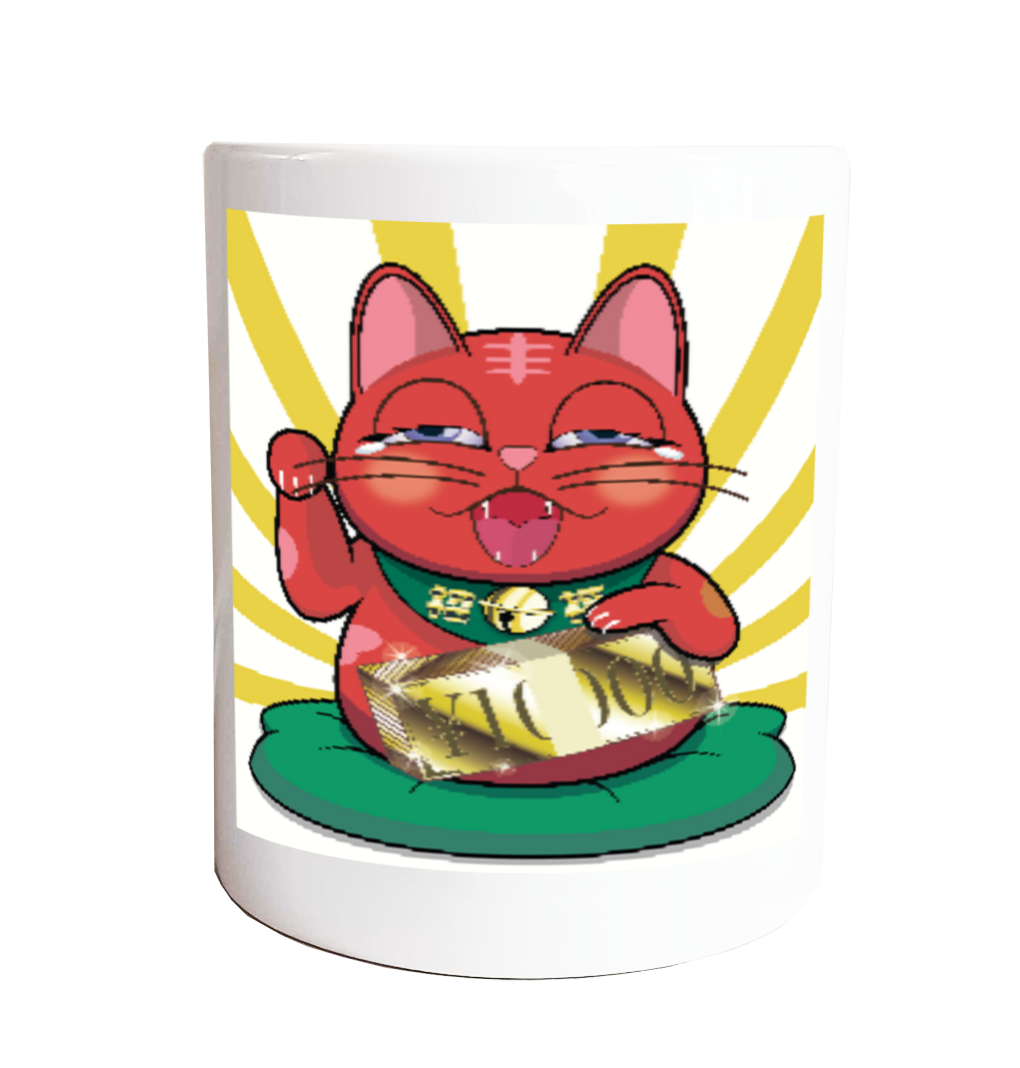 【商売繁盛・金運ハック】10,000円札束ホールド招き猫B - RED Edition - マグカップ