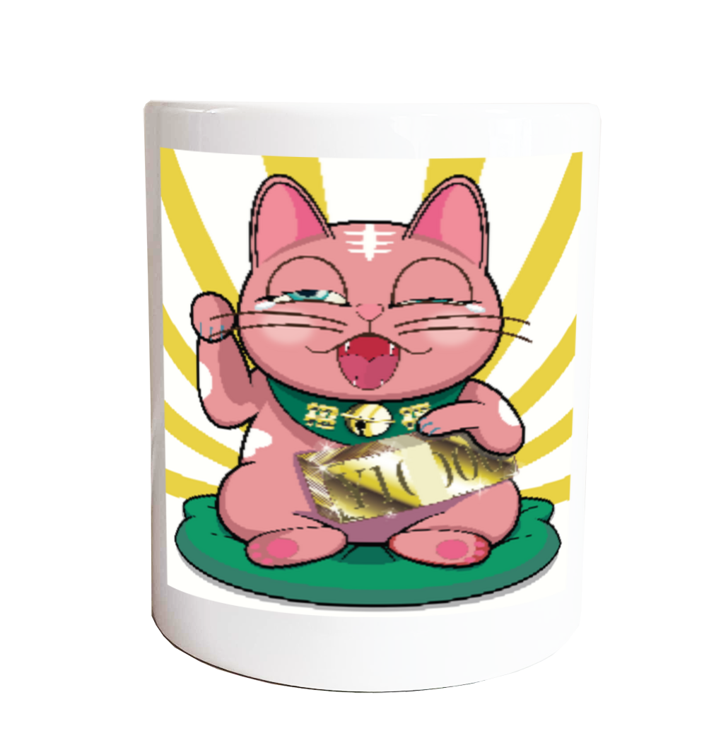 【商売繁盛・金運ハック】10,000円札束ホールド招き猫 - MOMO Edition - マグカップ