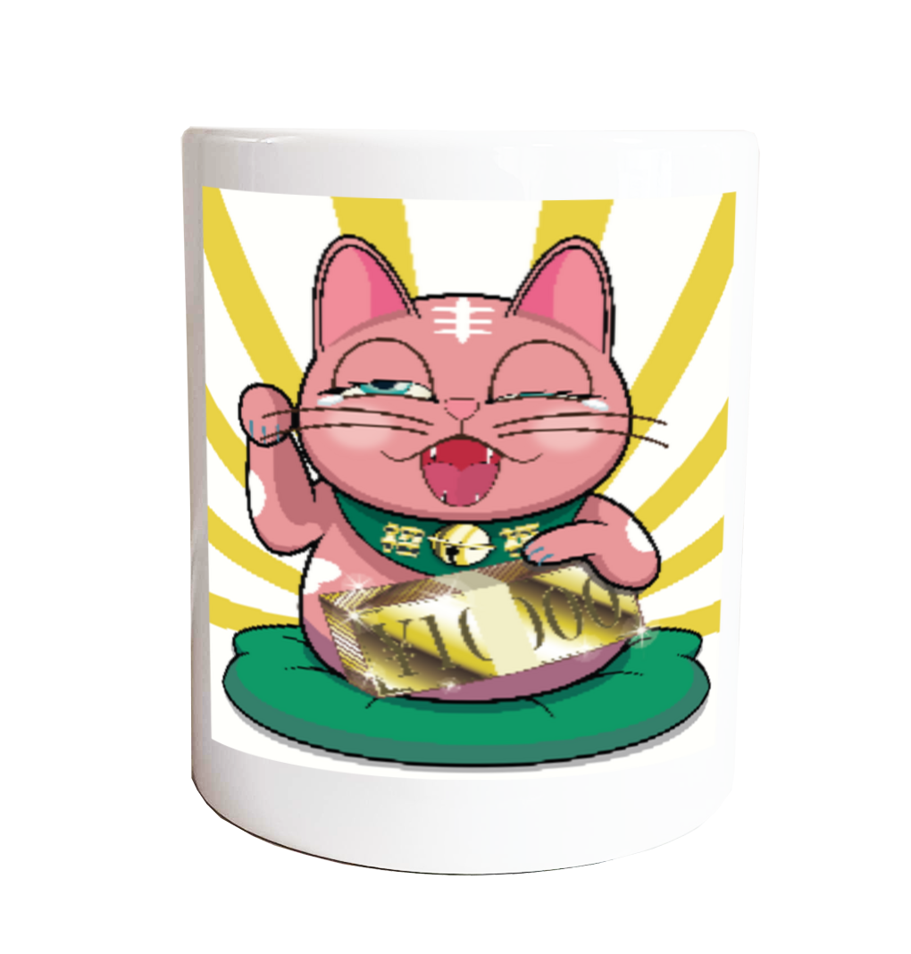 【商売繁盛・金運ハック】10,000円札束ホールド招き猫B - MOMO Edition - マグカップ