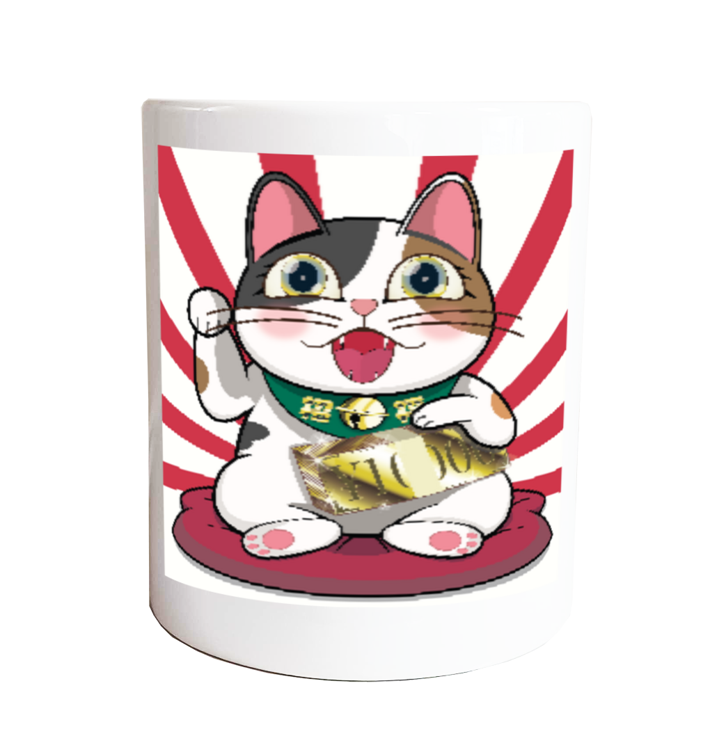 【商売繁盛・金運ハック】10,000円札束ホールド招き猫 - MIKE Edition - マグカップ
