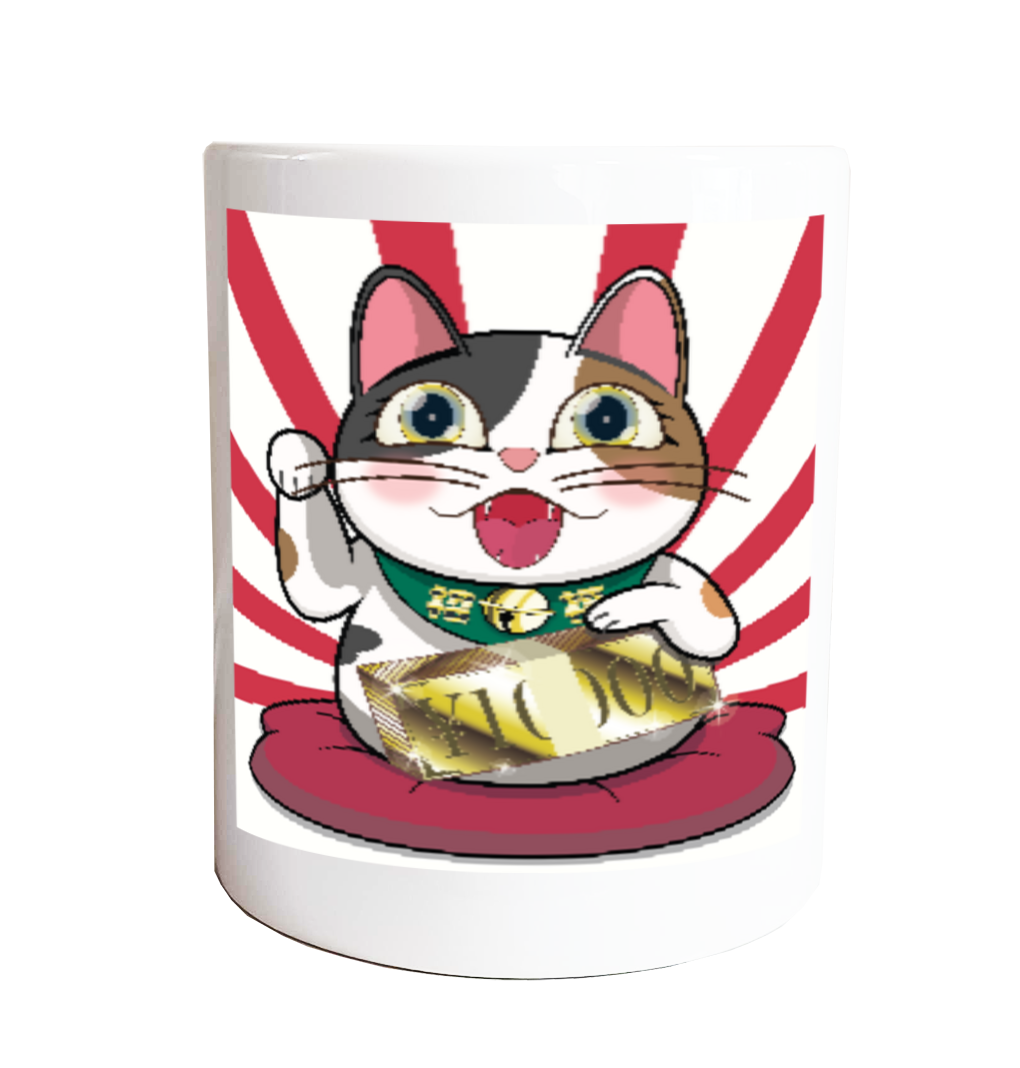 【商売繁盛・金運ハック】10,000円札束ホールド招き猫B - MIKE Edition - マグカップ