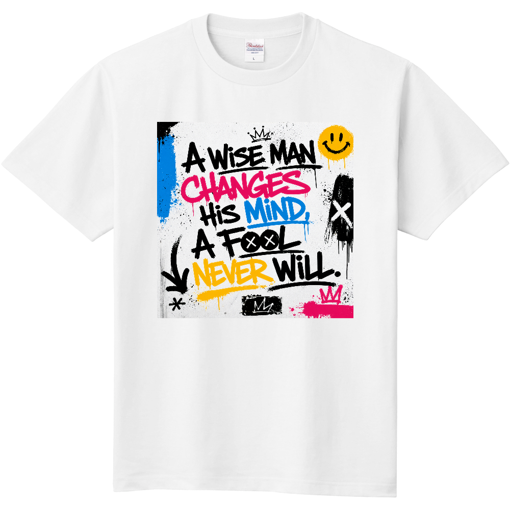 【A WISE MAN 名言グラフィティスプレーロゴTシャツ】