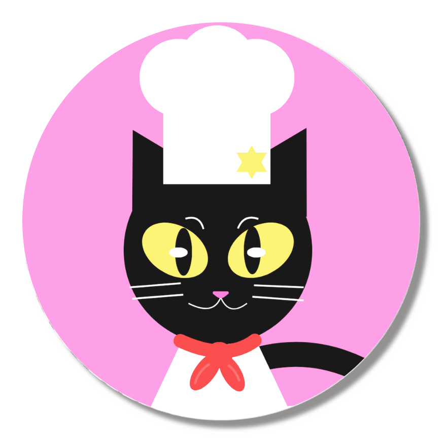 【缶バッジ (Φ44mm)】黒猫のユニティ(シェフ)