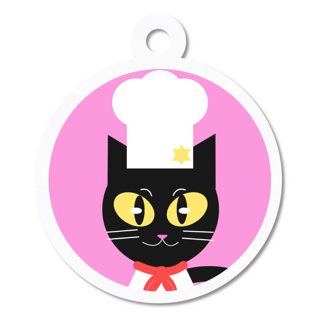 【アクリルキーホルダー 4cm】黒猫のユニティ(シェフ)