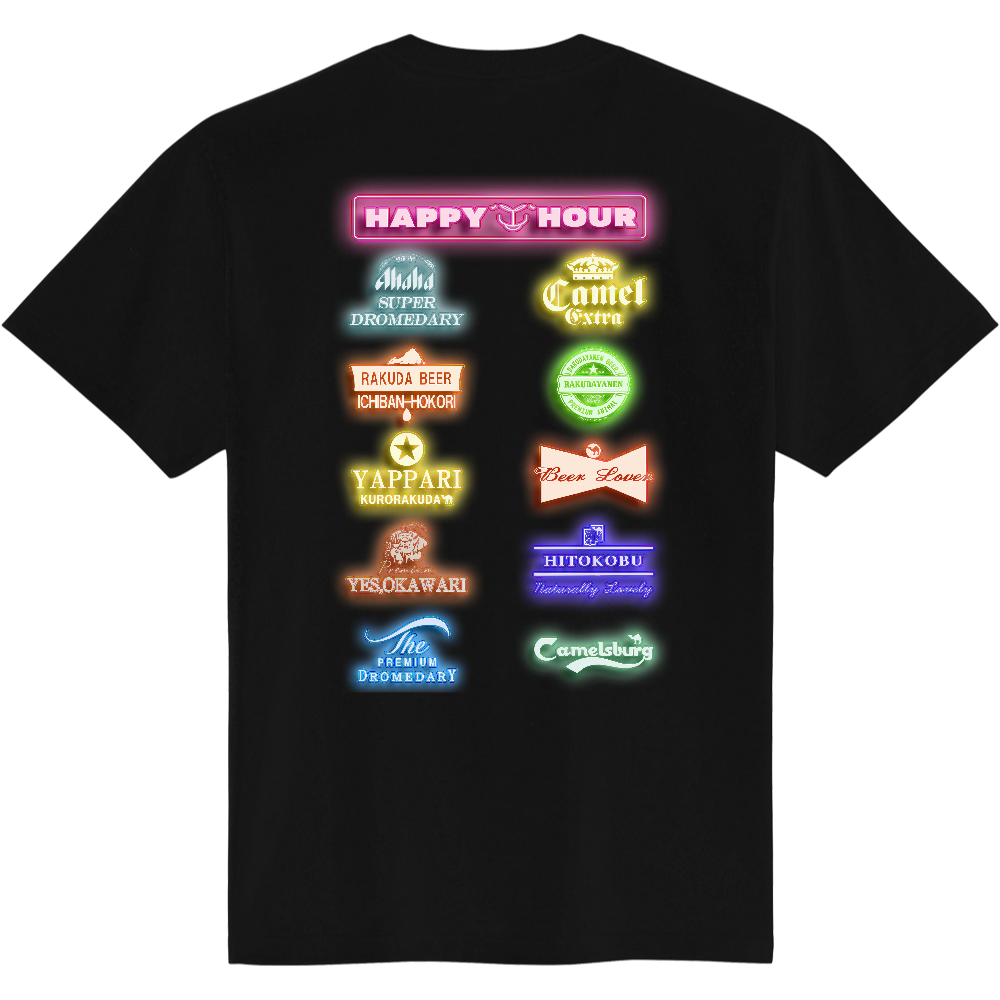 ネオン風Tシャツ<Happy Hour・背面>