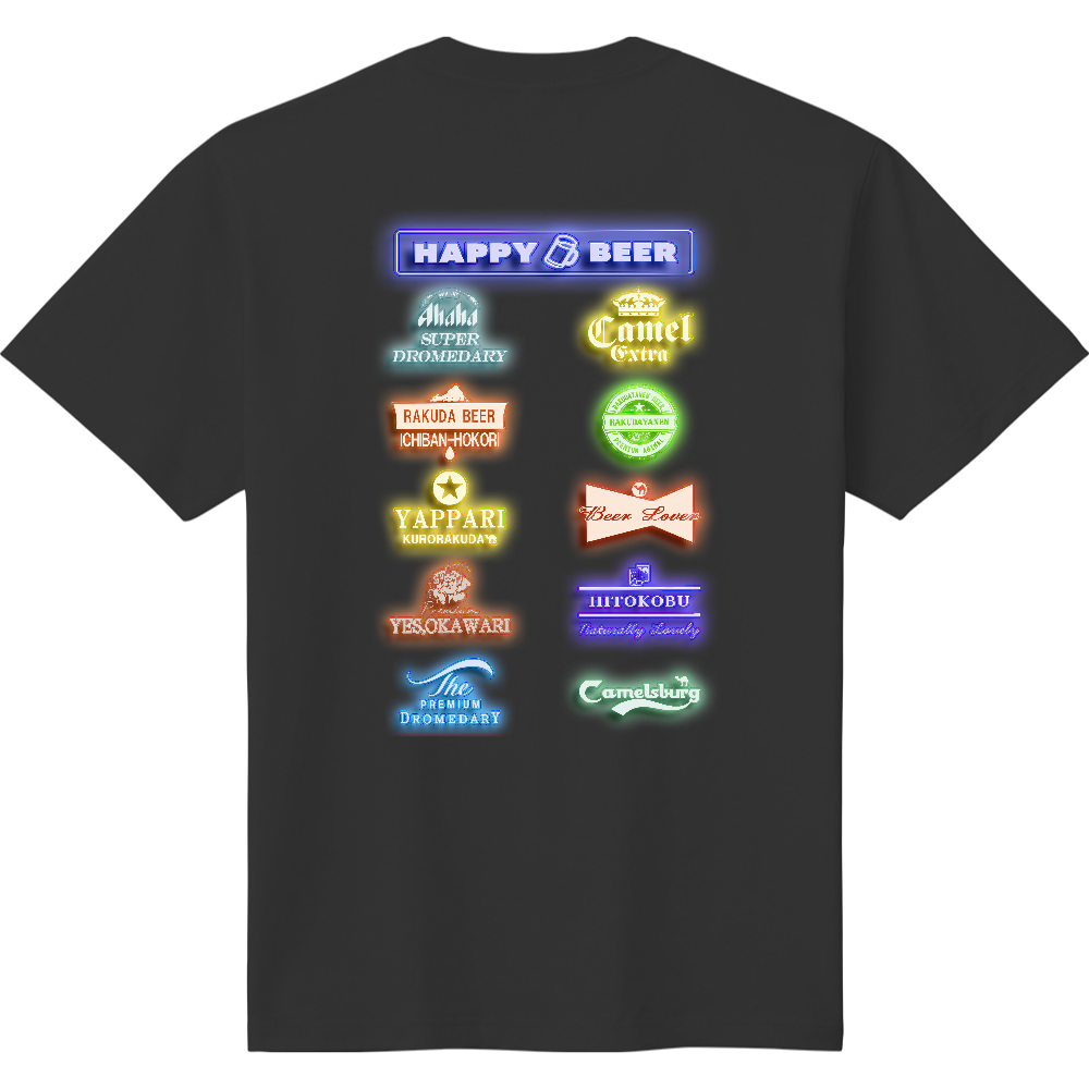 ネオン風Tシャツ<Happy Beer・背面>