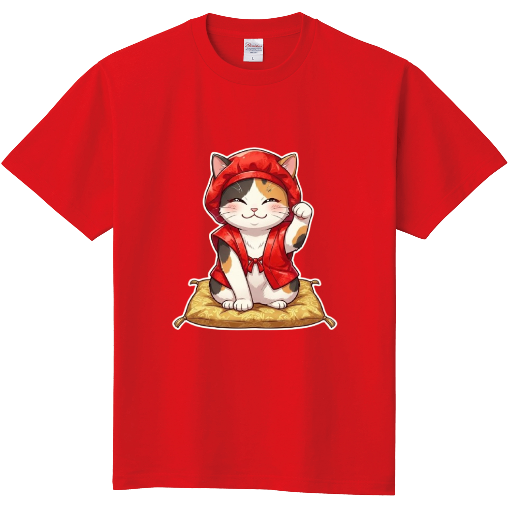 猫ちゃんの還暦祝い(三毛猫・赤いちゃんちゃんこ)
