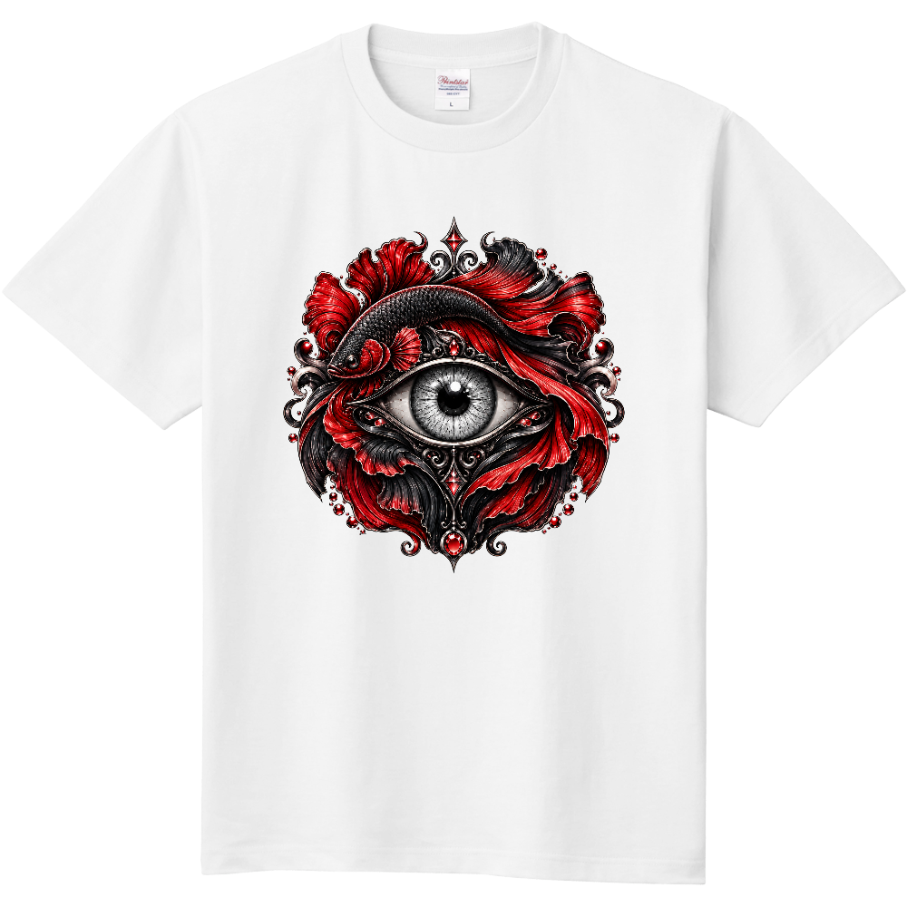 紅蓮ベタと見つめる瞳 Tシャツ|ゴシックアート 闘魚デザイン
