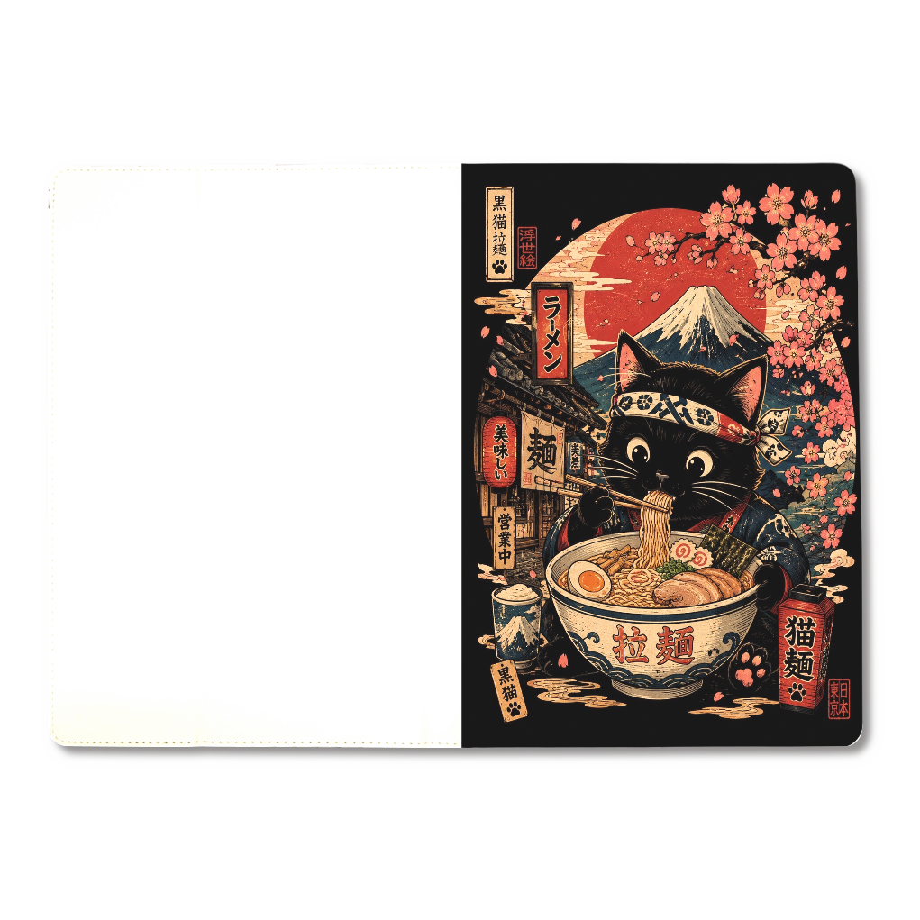 黒猫ラーメン富士山日の丸浮世絵　タブレットケース汎用Lサイズ